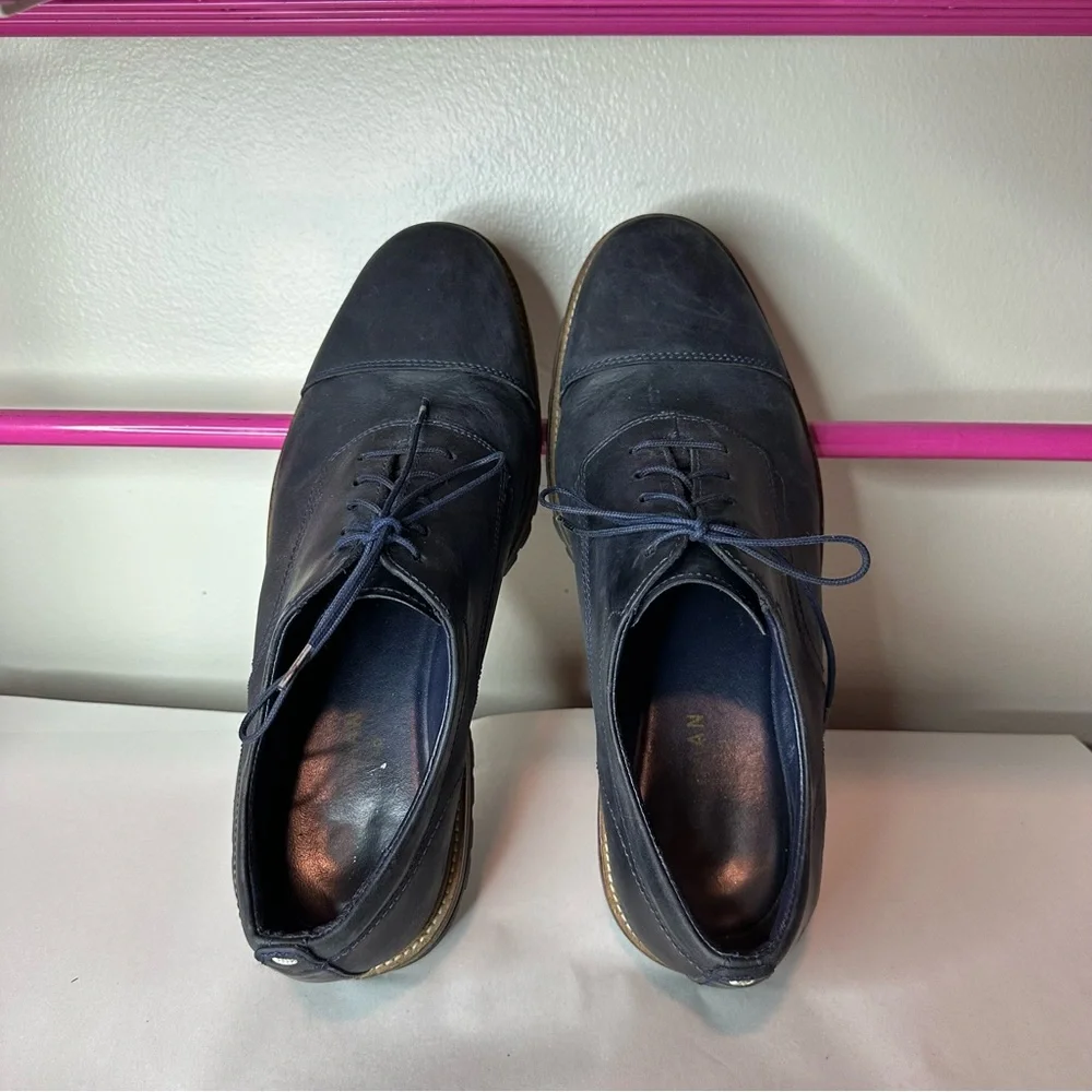 Cole Haan Richardson Navy Blue Leather Oxford Shoes Sz 9 Mens
